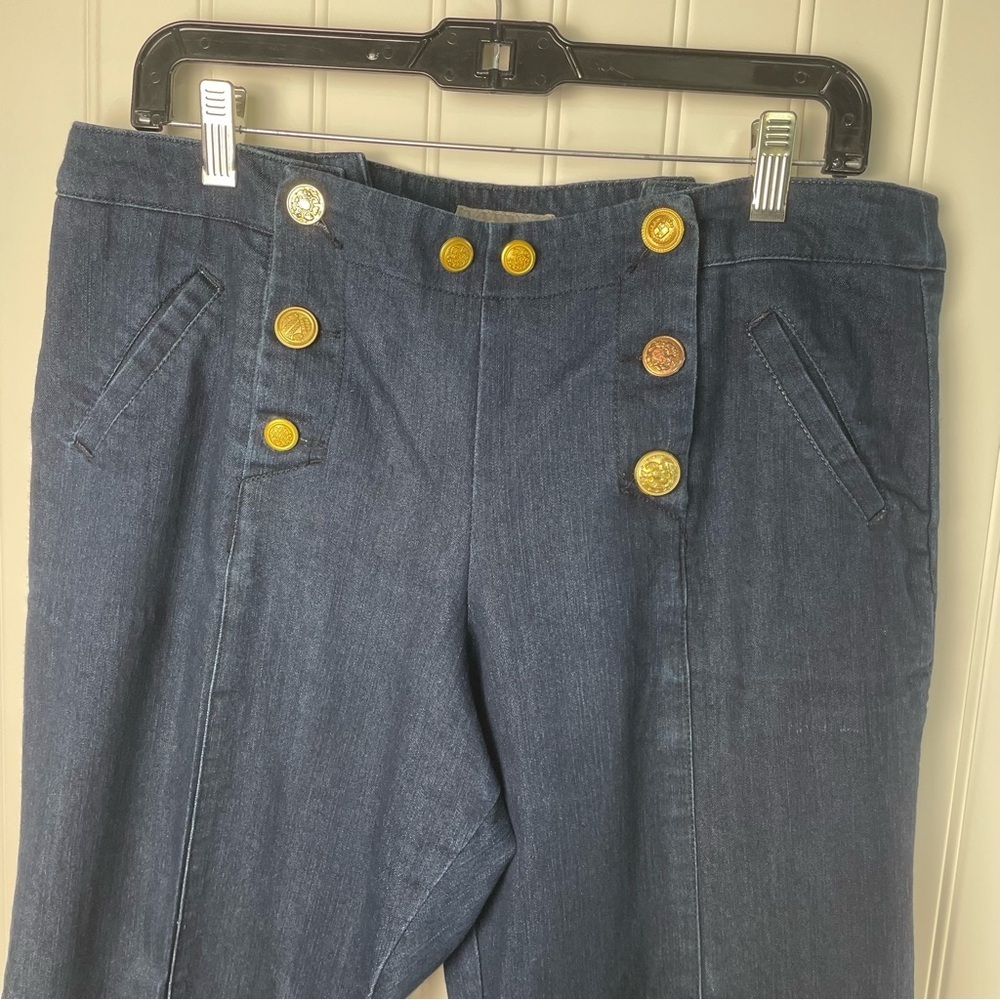 Kenar Nautical Wide Straight leg Dark Wash Sz 10 Front Button‎ Placket Closure - Picture 3 of 16